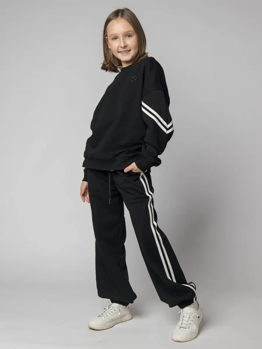 Костюм спортивный без начеса 389 черный Jeestyle