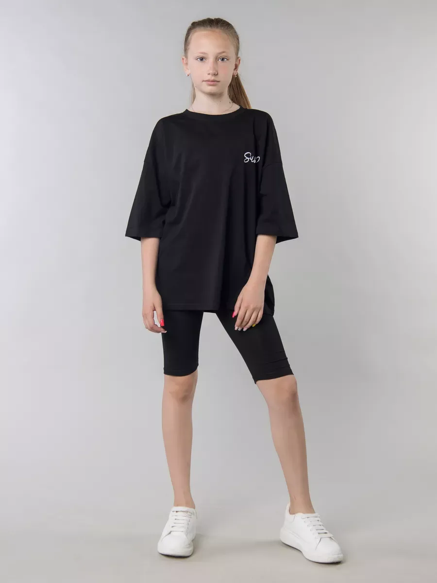 Костюм футболка с велосипедками черный Jeestyle