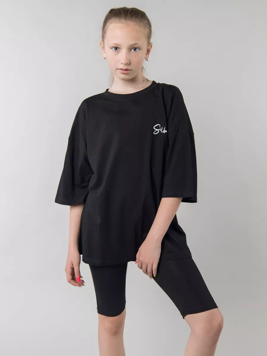 Костюм футболка с велосипедками черный Jeestyle