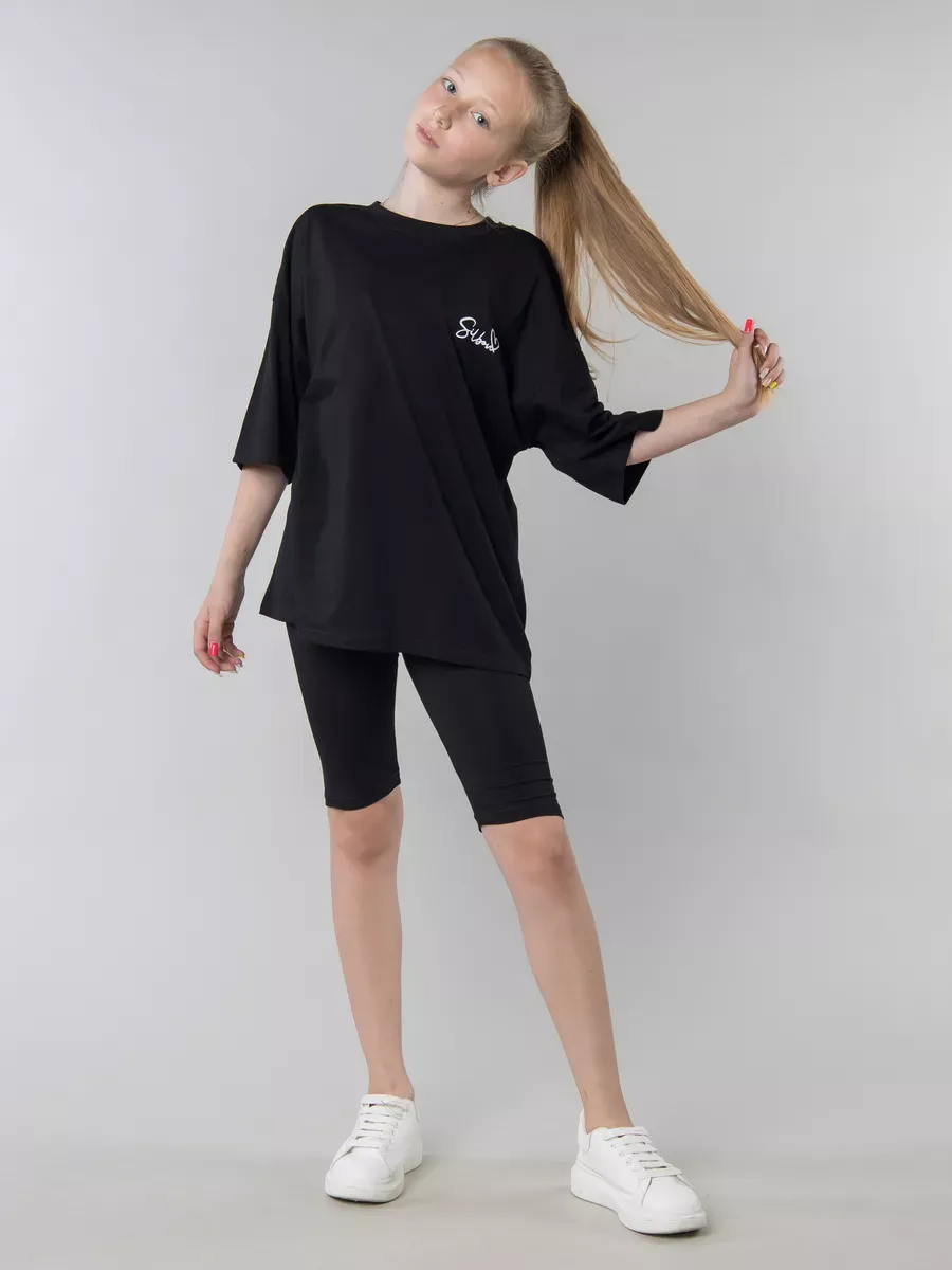 Костюм футболка с велосипедками черный Jeestyle