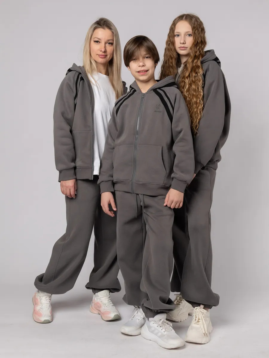 Костюм спортивный утепленный с начесом 193 графит Jeestyle