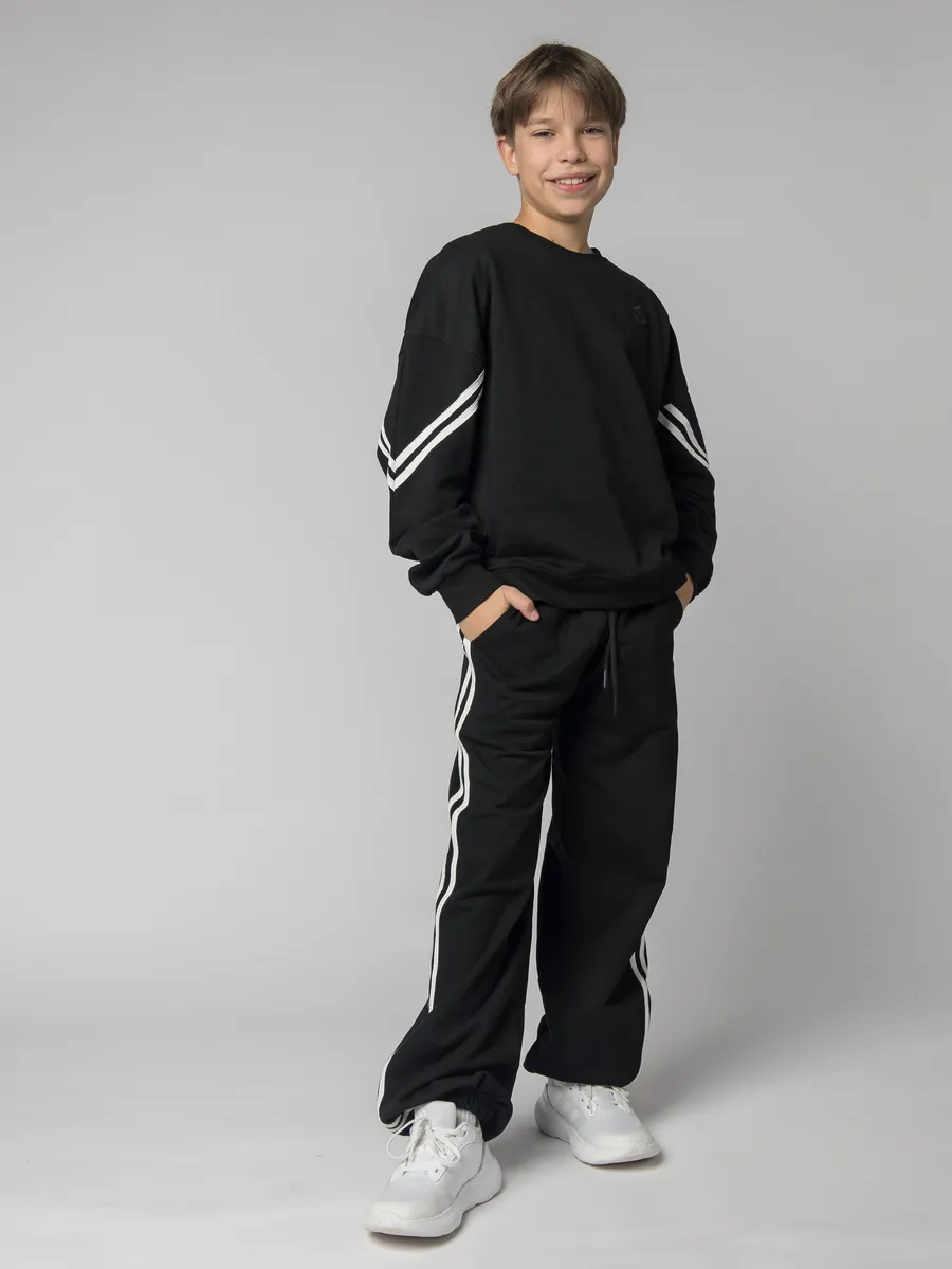 Костюм спортивный без начеса 389 черный Jeestyle