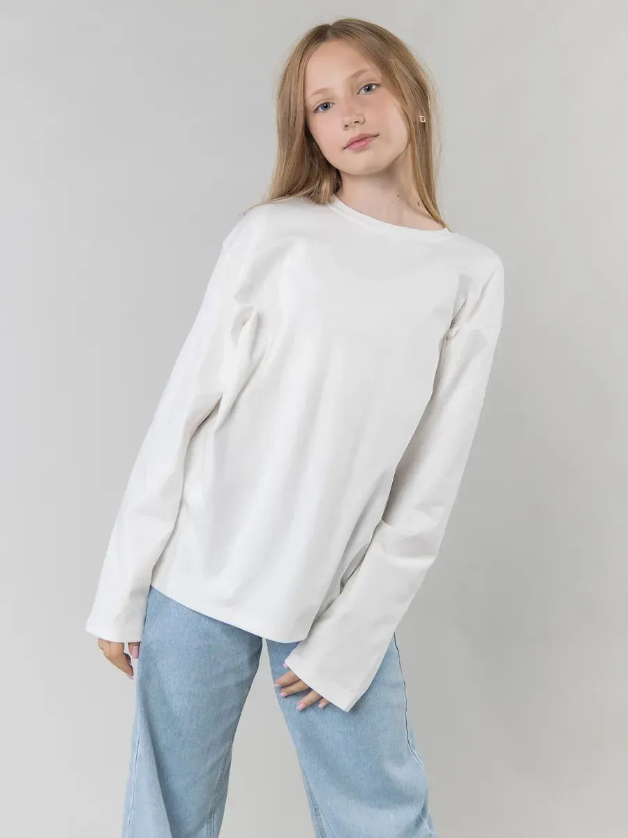 Футболка с длинным рукавом 2423 белый Jeestyle